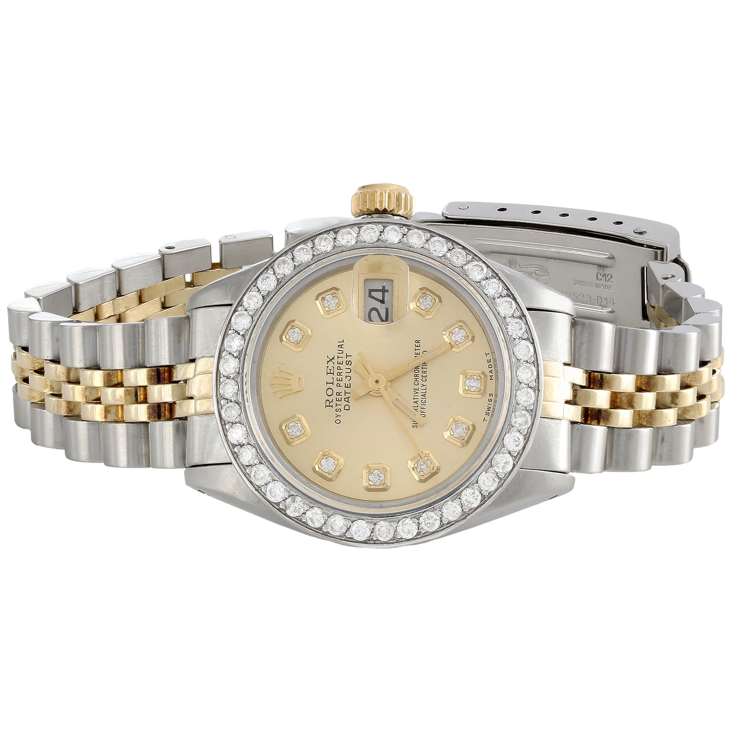 Ladies 18K Steel Rolex DateJust Jubilee 6917 Diamond Watch Champagne Dial 1 CT